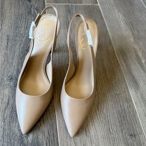 Sam Edelman Tan Pointed Toe Slingback Heels